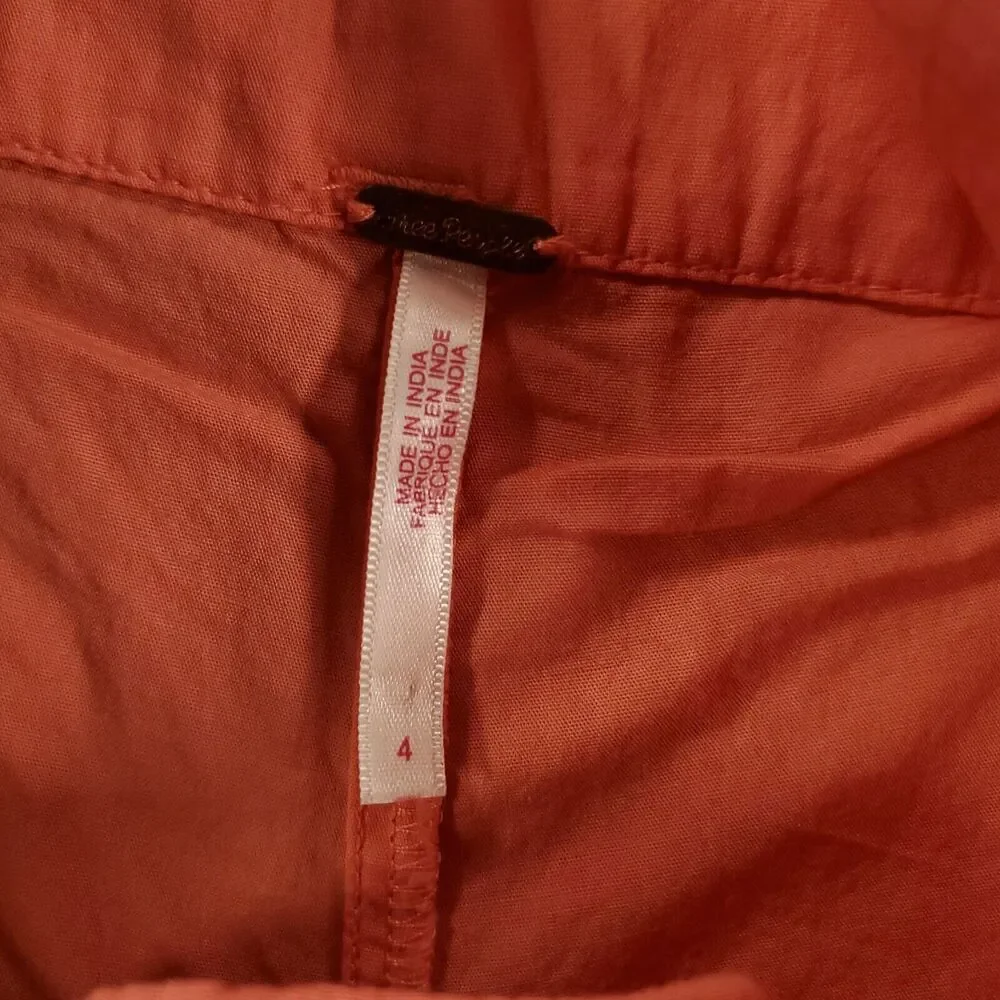 Free People Wide Leg Pants Women 4 Coral Orange Baggy Loose Lightweight - Picture 7 of 13